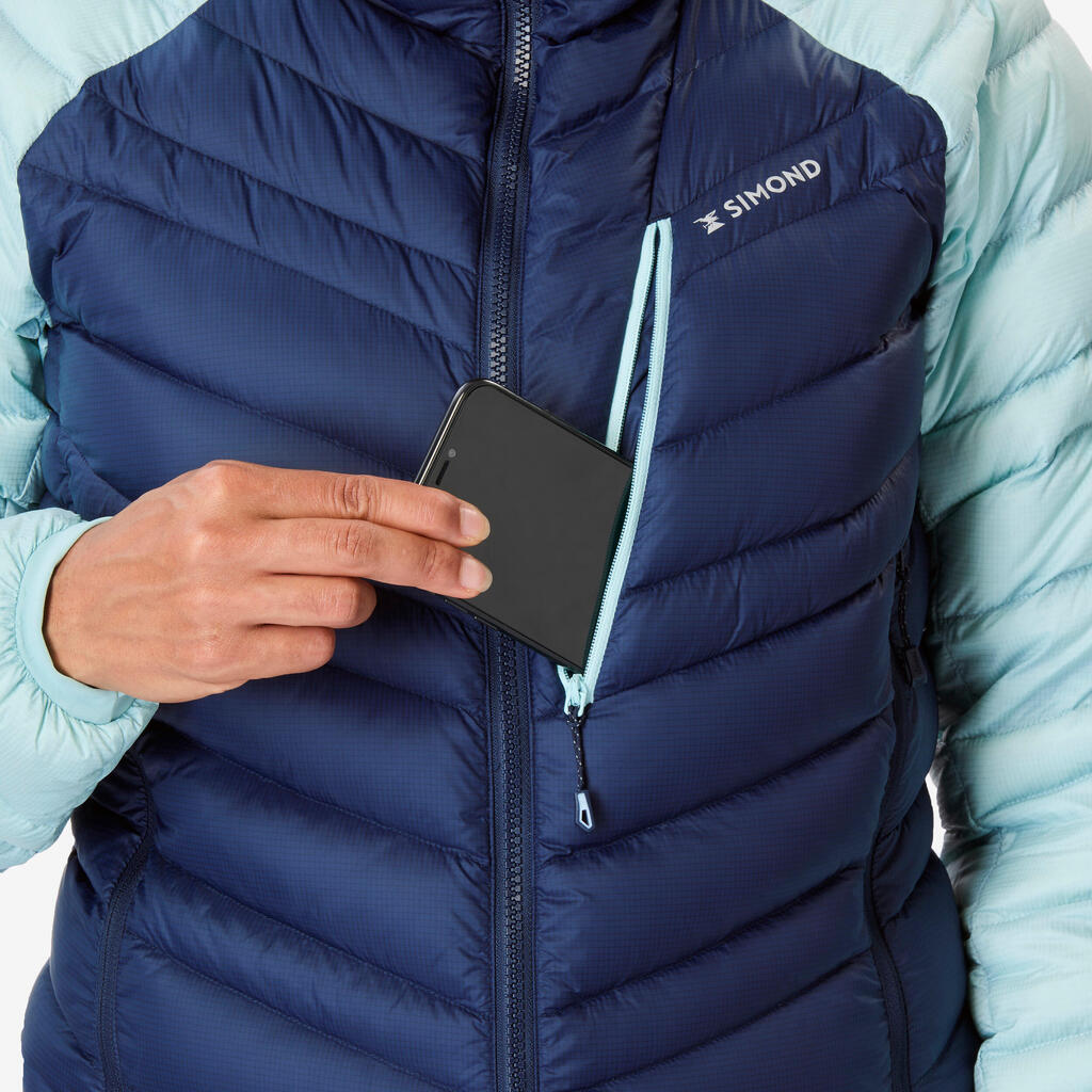 Women's mountaineering down jacket - Navy blue / Arctic blue