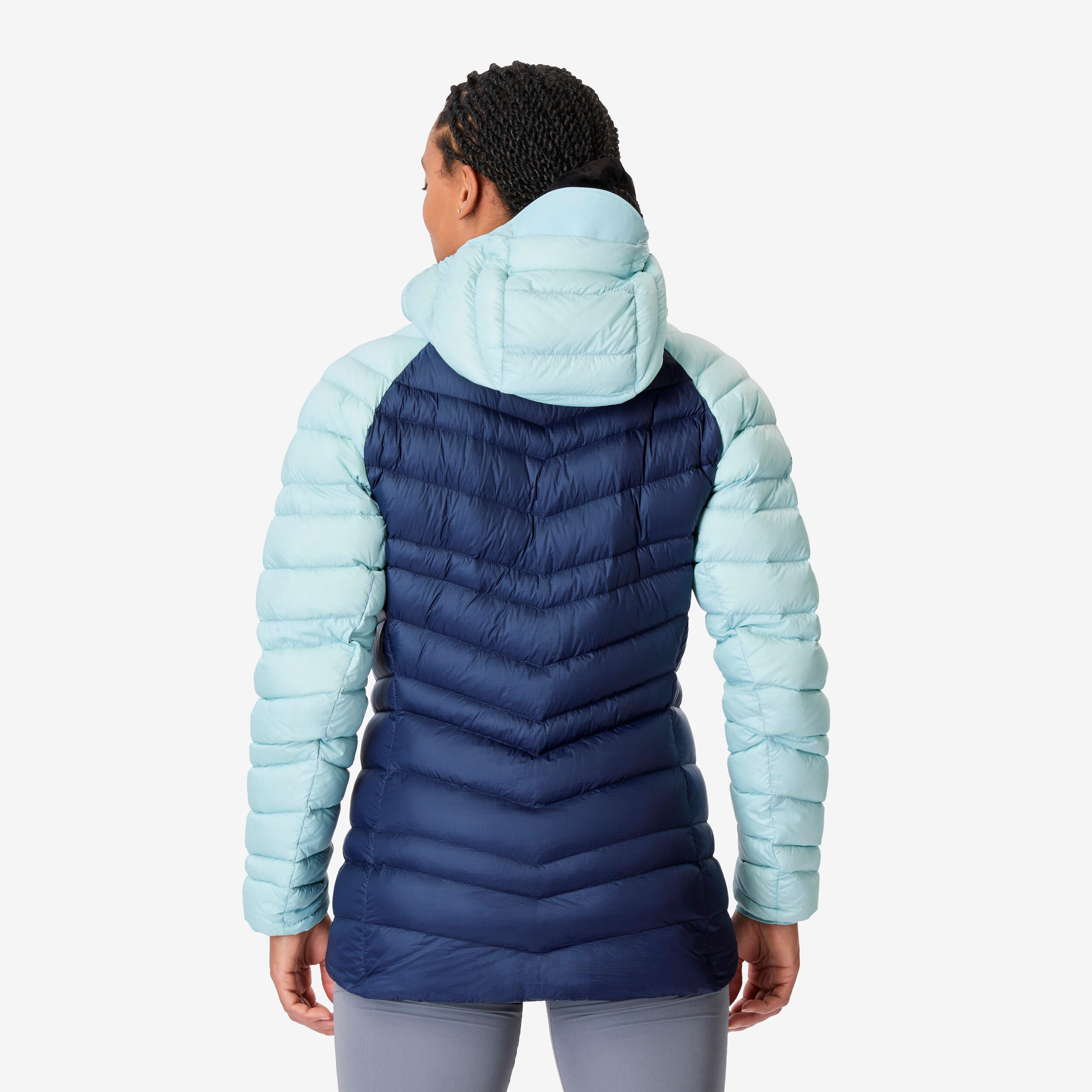 Women’s mountaineering down jacket - Navy blue/ Arctic blue
