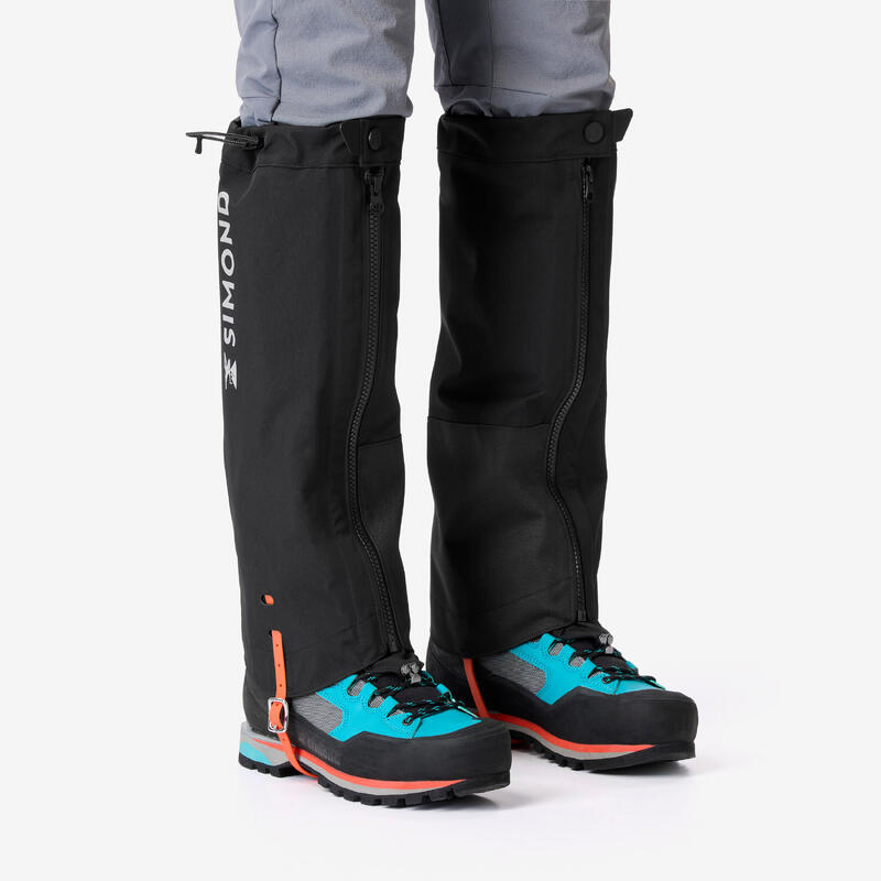 Waterproof mountaineering gaiters - Black