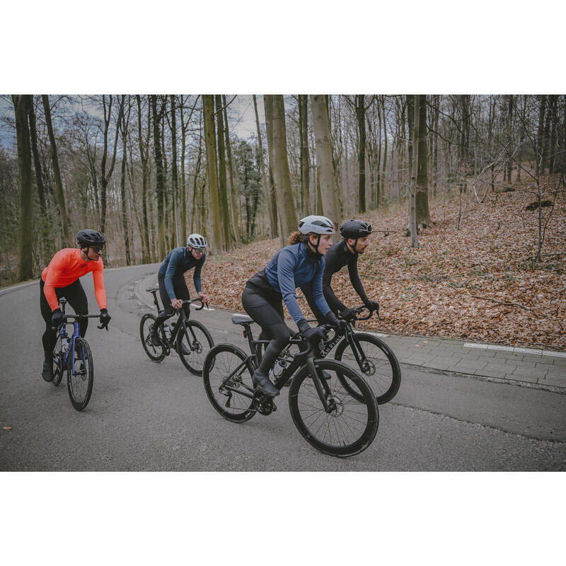 Geacă ciclism șosea iarnă Racer Albastru gri Damă