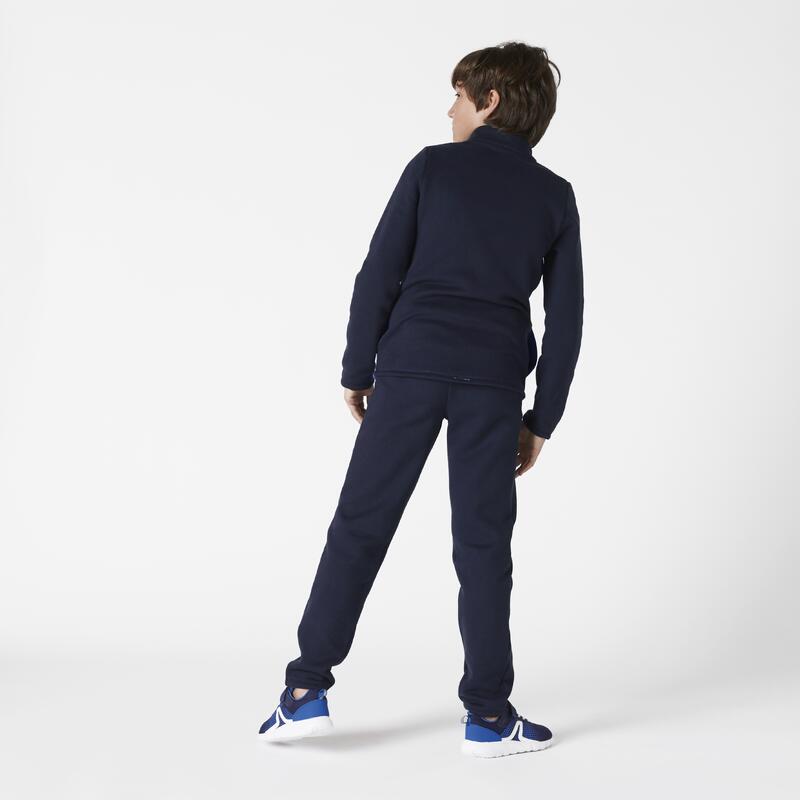 Tuta ginnastica bambino ginnastica WARMY ZIP misto cotone felpato blu