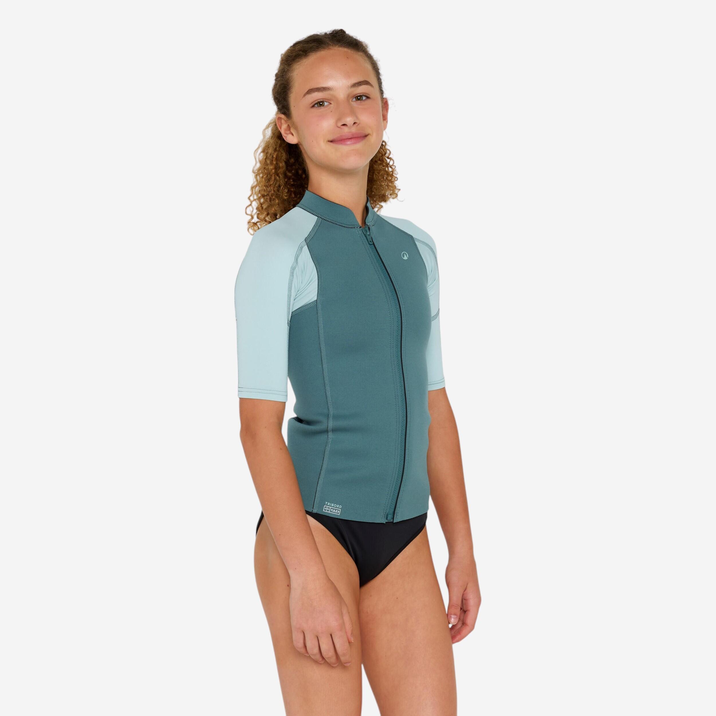 SUBEA Kid's short-sleeved anti-UV 1.5 mm neoprene YULEX top - Green