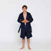 Kids’ microfibre compact hooded bathrobe in dark blue