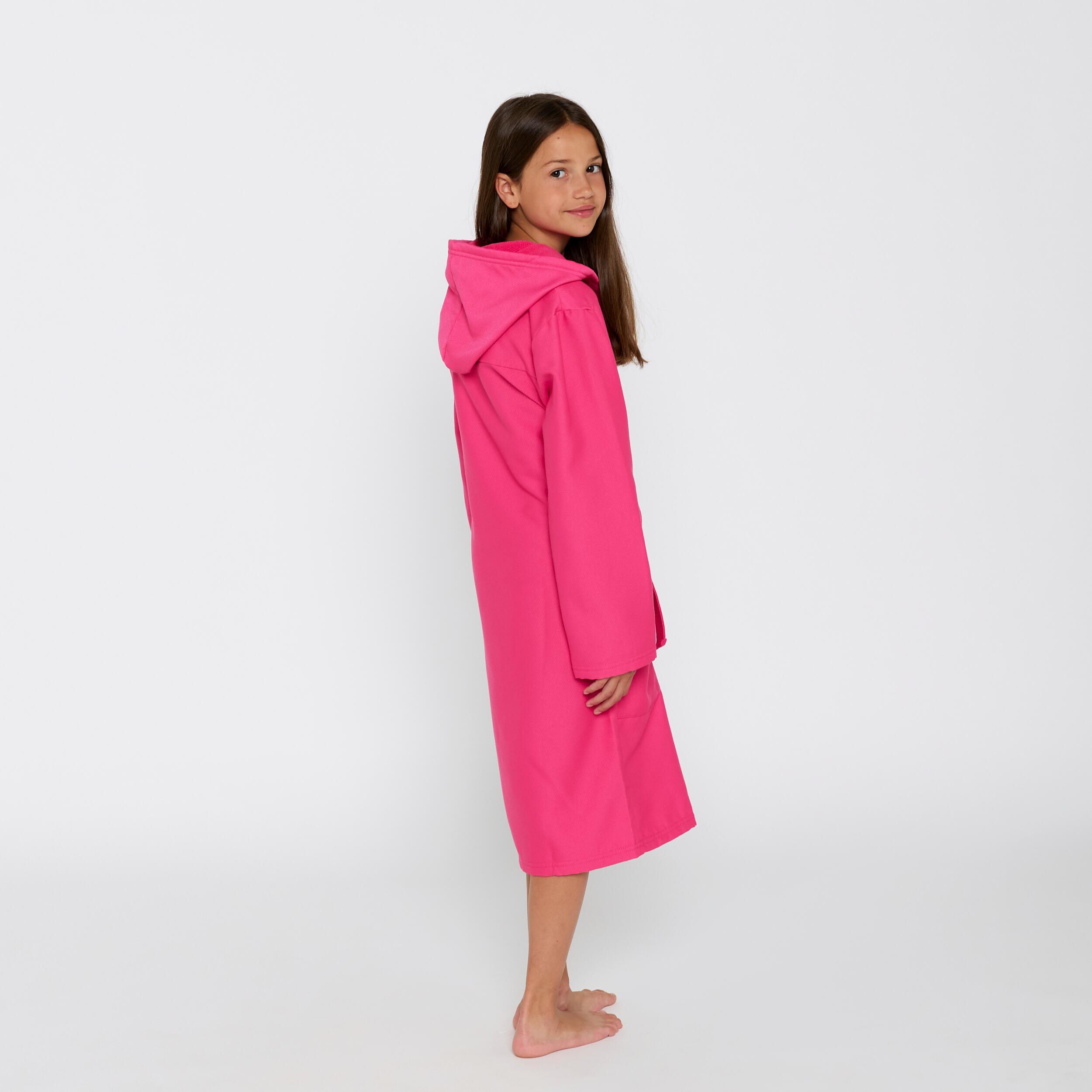 Kids' microfibre compact hooded bathrobe in pink NABAIJI Decathlon