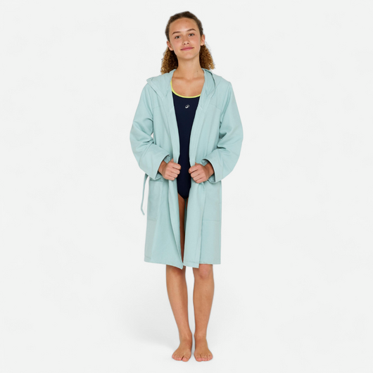 Peignoir de bain compact enfant à capuche en microfibre vert clair