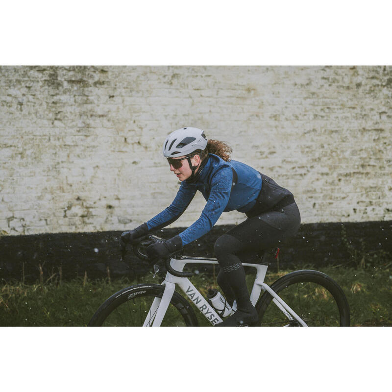 Geacă ciclism șosea iarnă Racer Albastru gri Damă