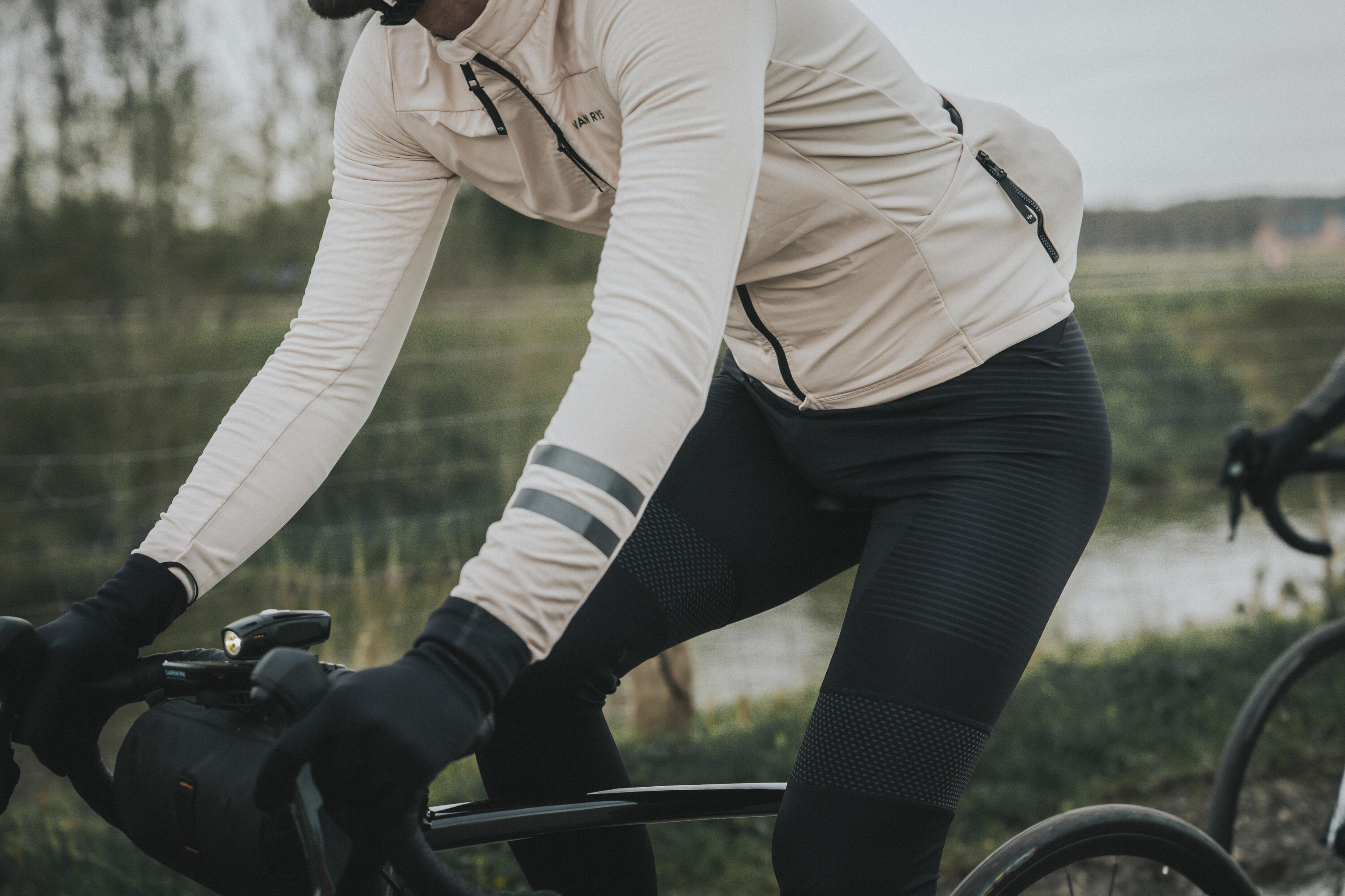 Maillot de vélo de route manches longues mi-saison homme, EDR beige 10/11