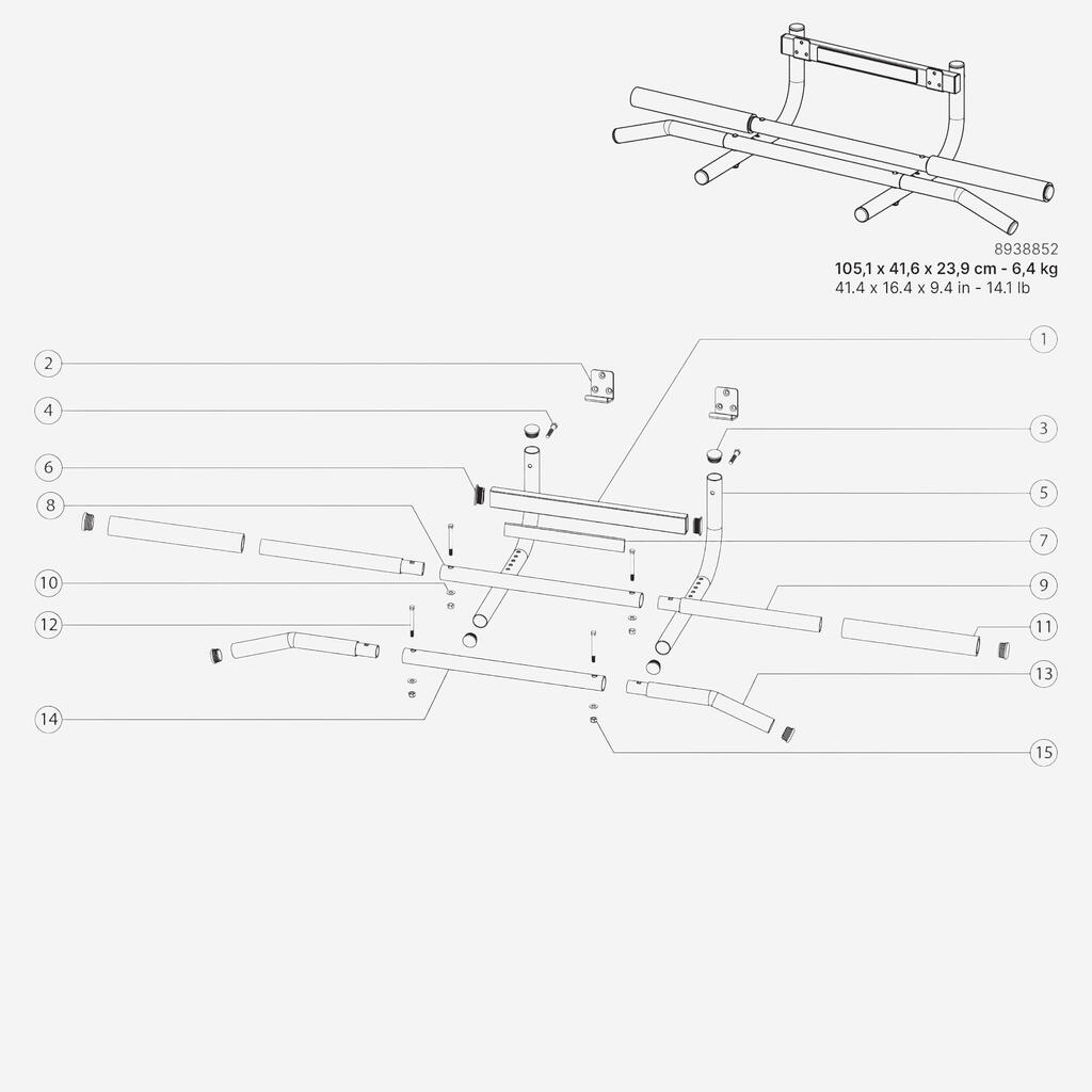 Straight Bar Extension - Weight Training Spare Part, Door Pull-Up Bar