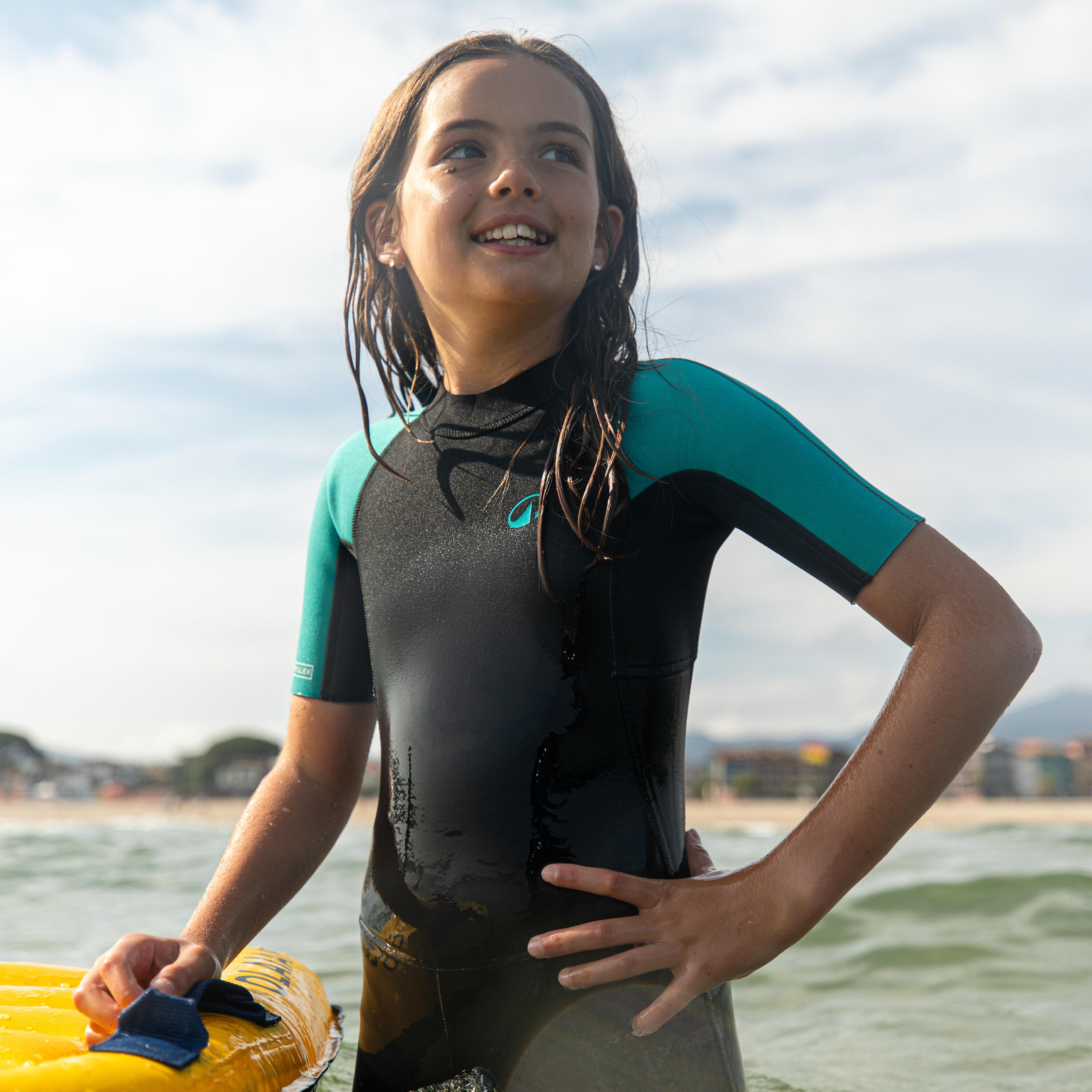 Combinaison isothermique courte de surf 1,5 mm enfant, Yulex 100 3/4