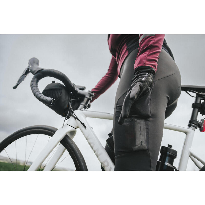 Collant sans bretelles vélo route femme endurance - noir