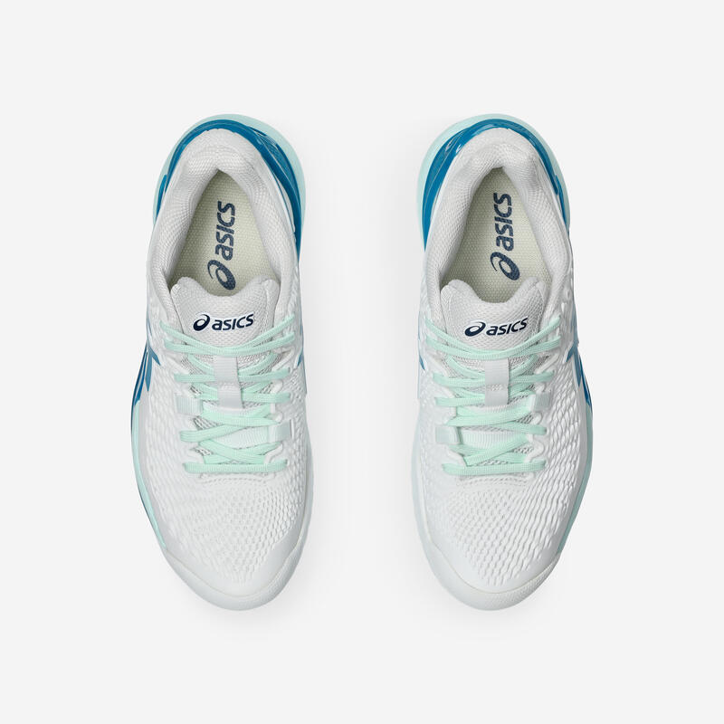 Chaussures de tennis femme multicourt, asics gel resolution 9 blanc bleu