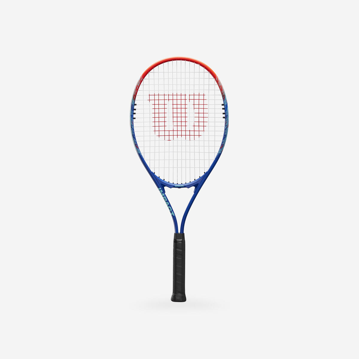 Raquette de tennis adulte débutant, aluminium, Wilson Impact bleu rouge.