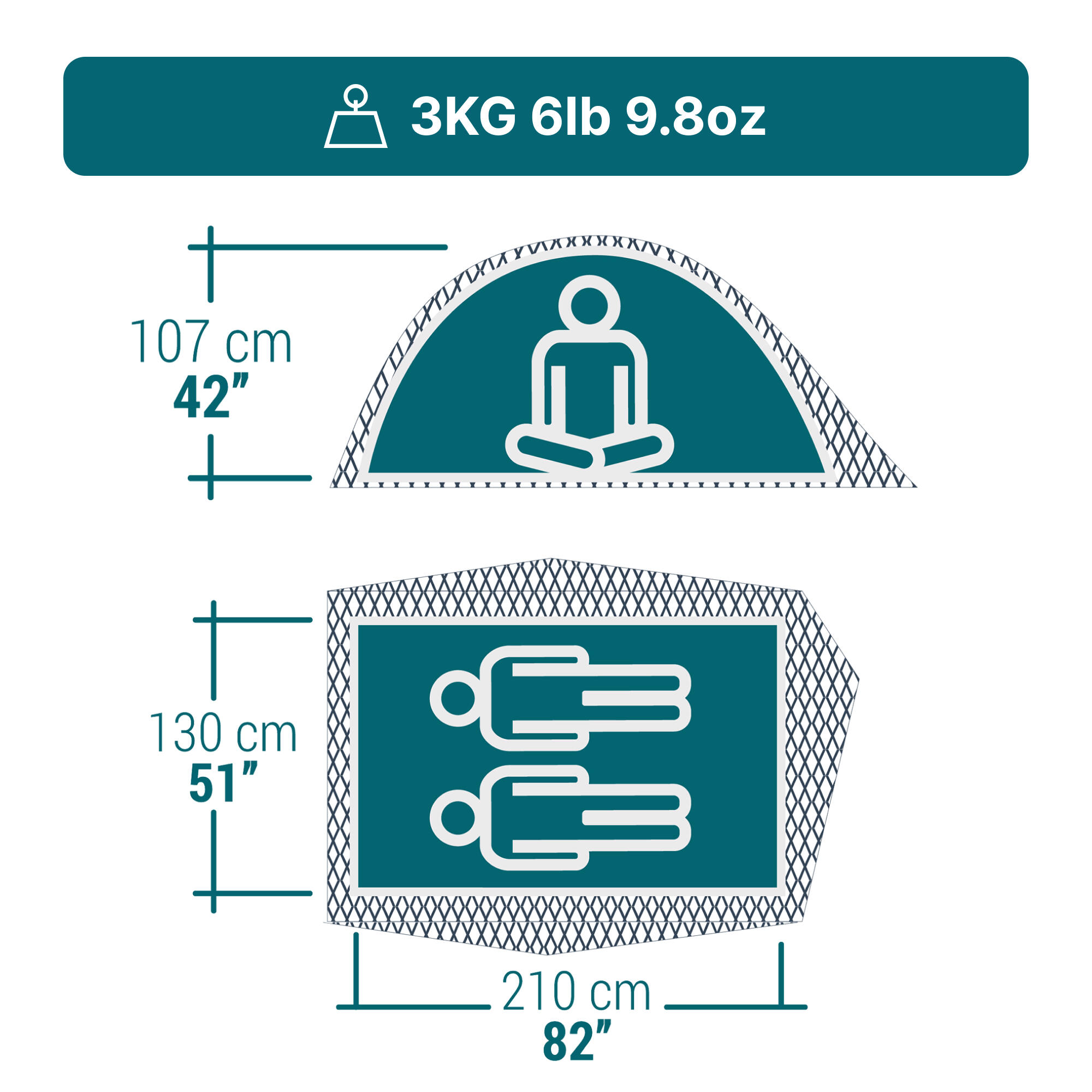 Tweedehands - Kampeertent MH100 Fresh & Black voor 2 personen 28/41