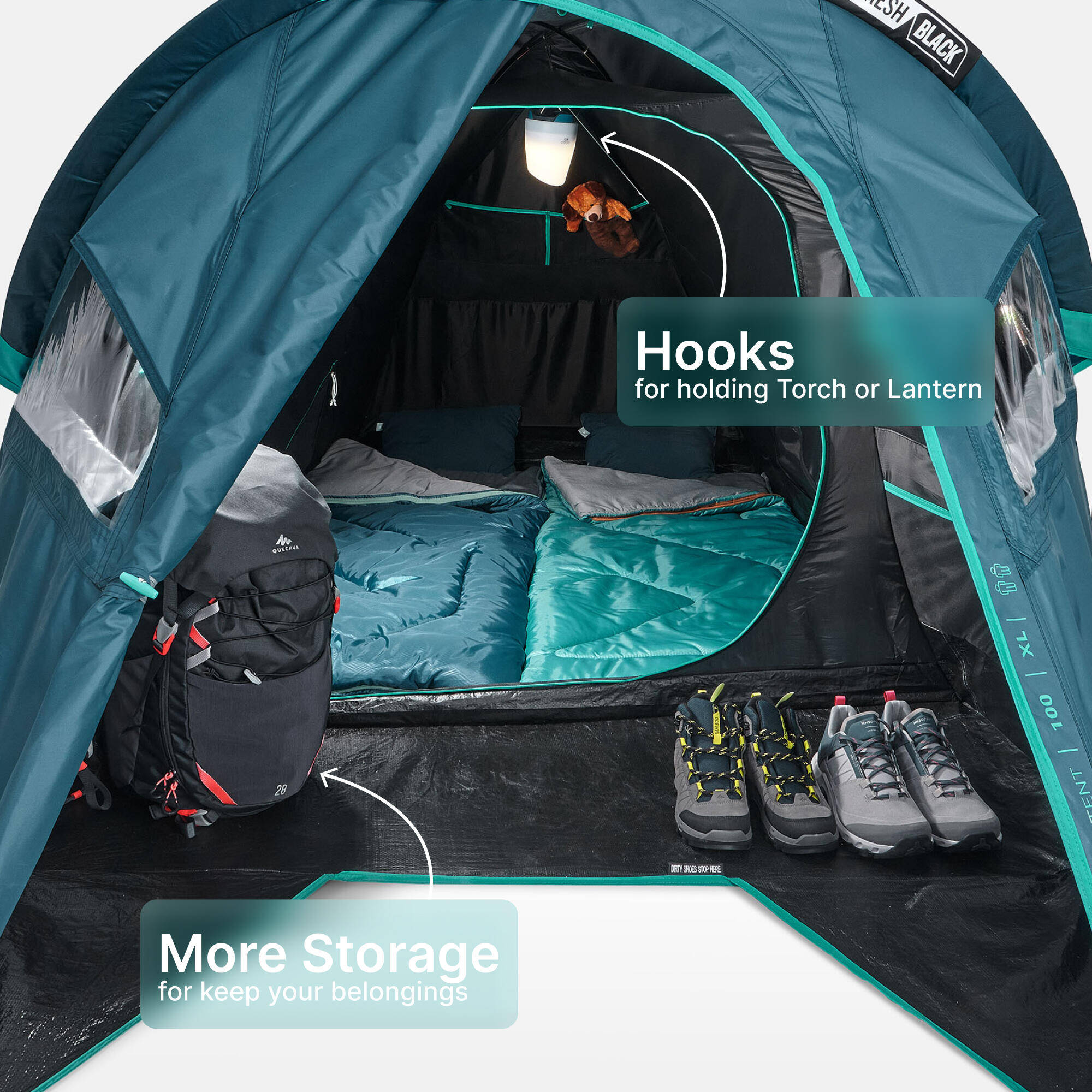 Camping tent - MH100 XL Fresh & Black - 2 person -  5