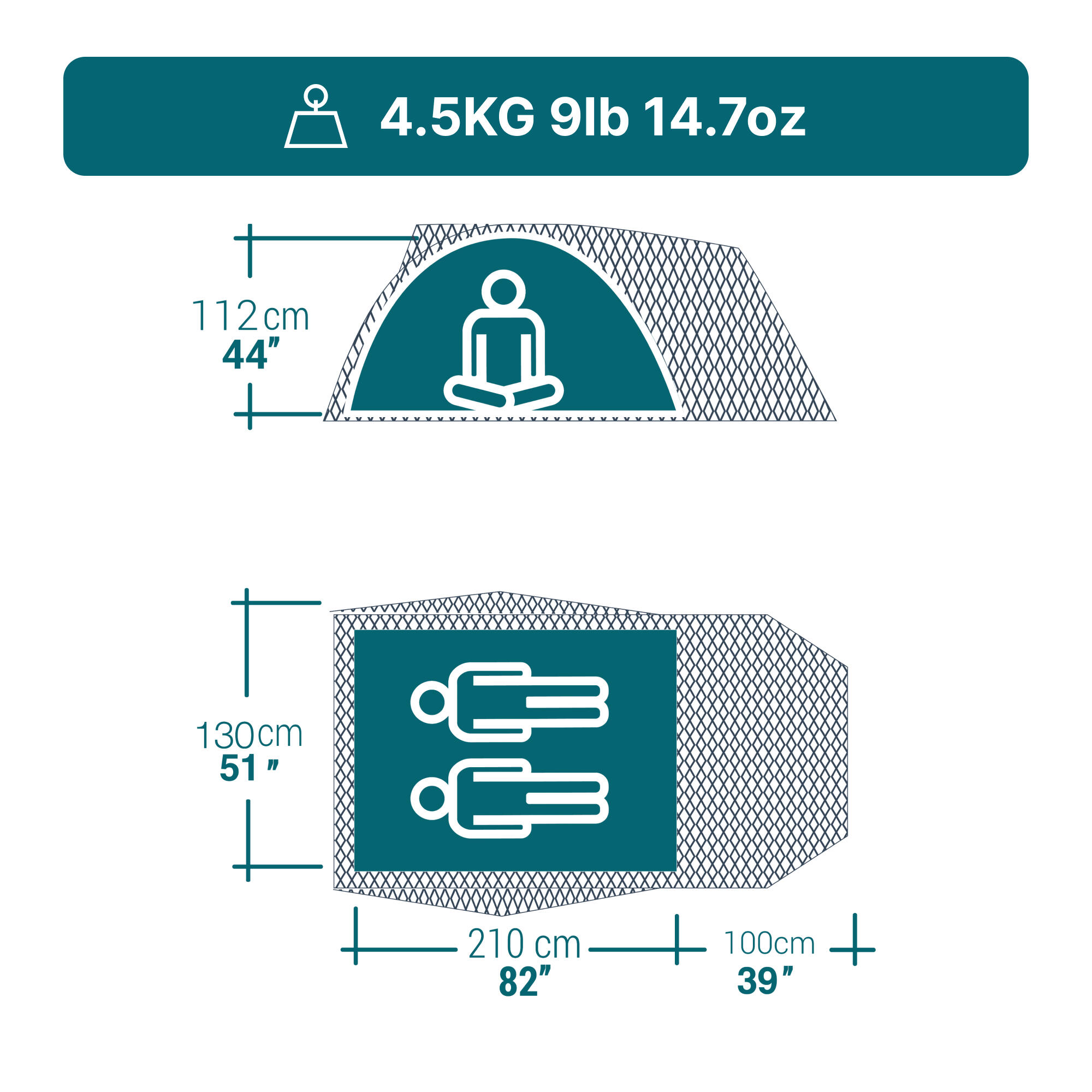 Tente de camping 2 places, MH100 XL Fresh & Black 4/16