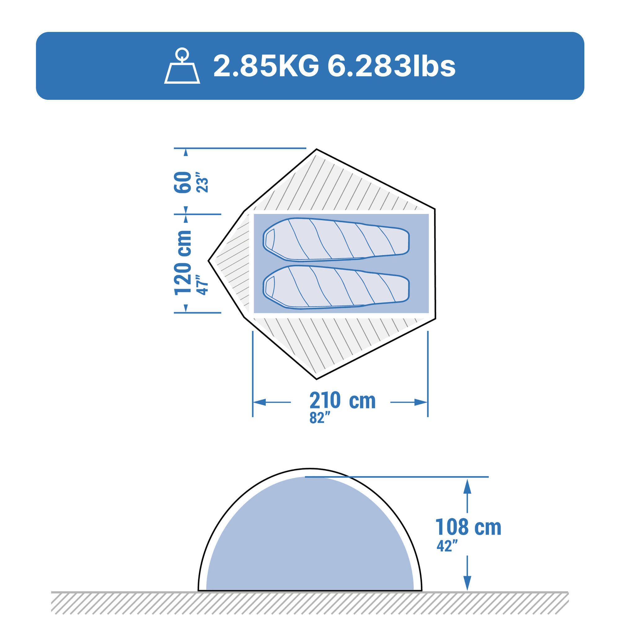2-person Dome Trekking Tent MT500 -  3