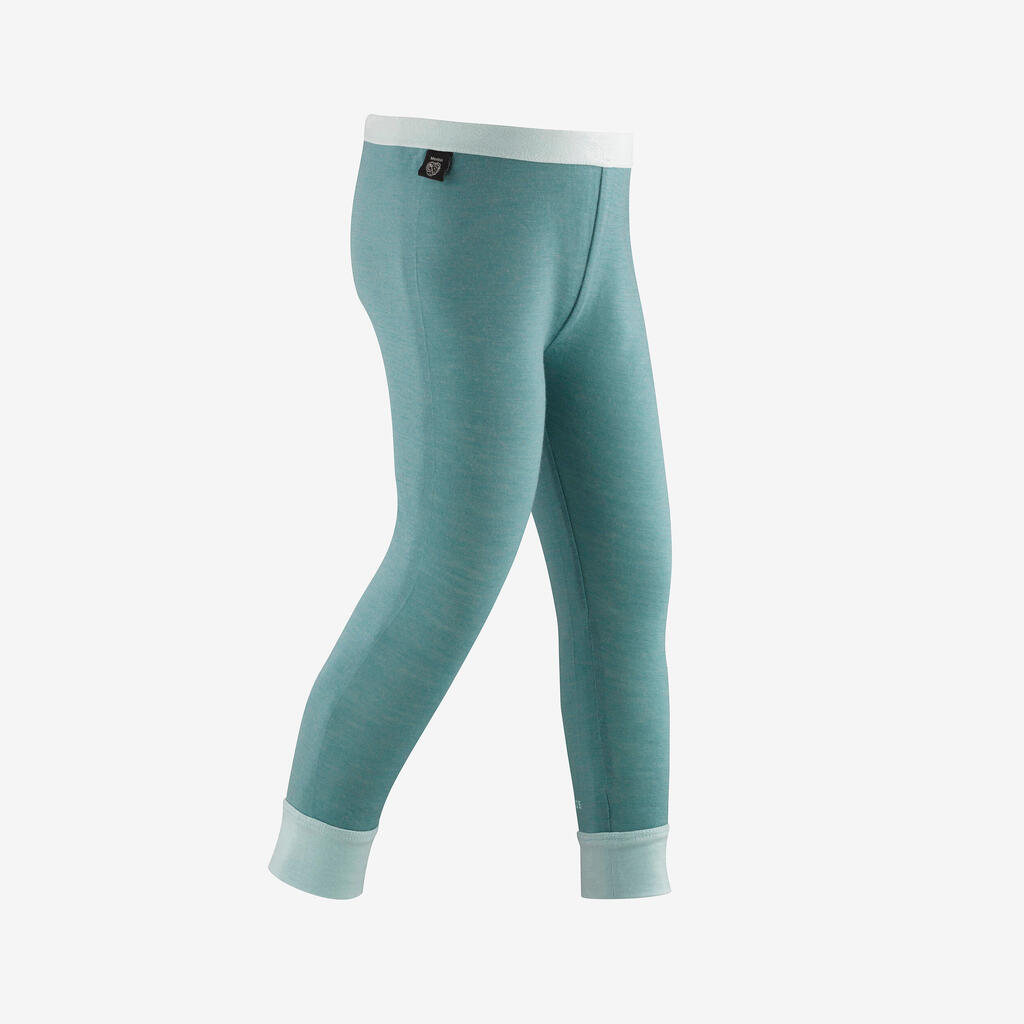 Babies' Ski Merino Wool Thermal Base Layer Trousers 900 - Turquoise