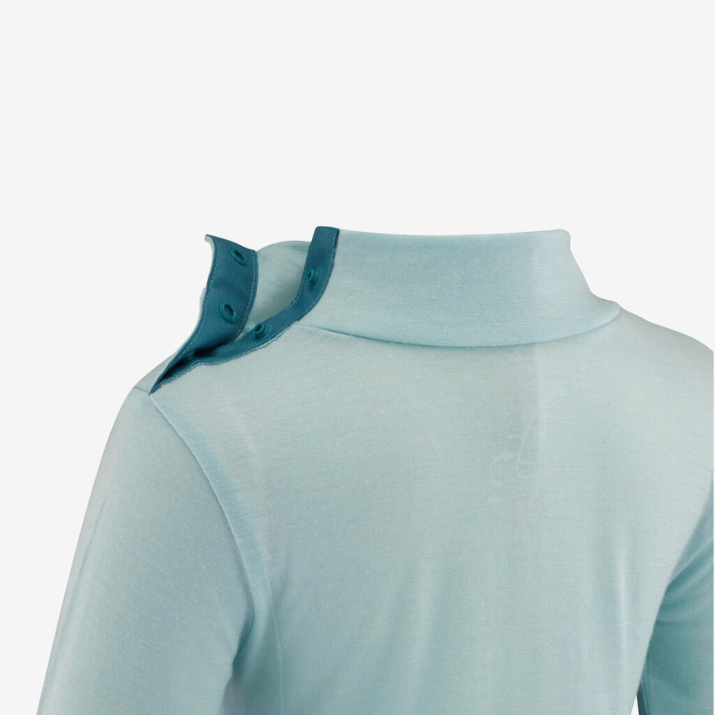 Baby Merino wool thermal ski base layer, Top 900 blue