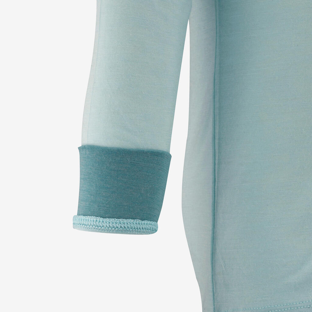 Baby Merino wool thermal ski base layer, Top 900 blue