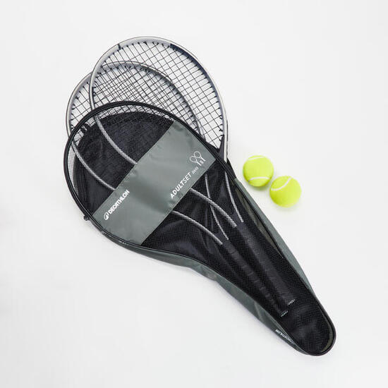 Kit tennis adulto ESSENTIAL 2 racchette 2 palline 1 fodero