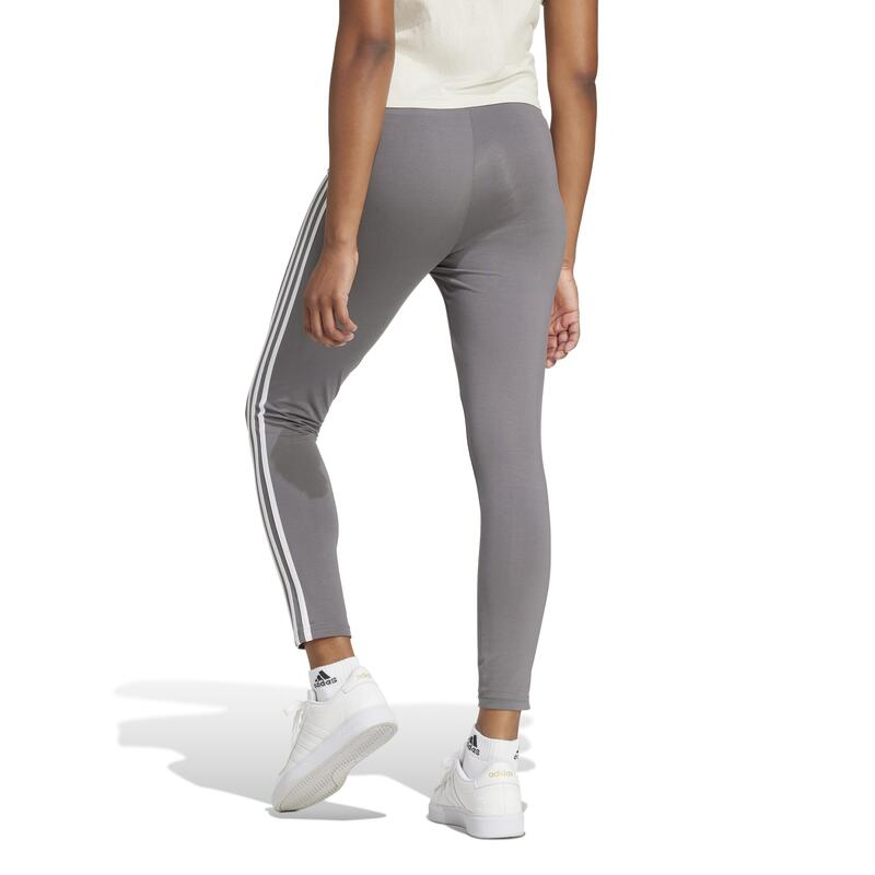 Leggings ADIDAS donna palestra vita alta cotone 3 strisce grigio scuro