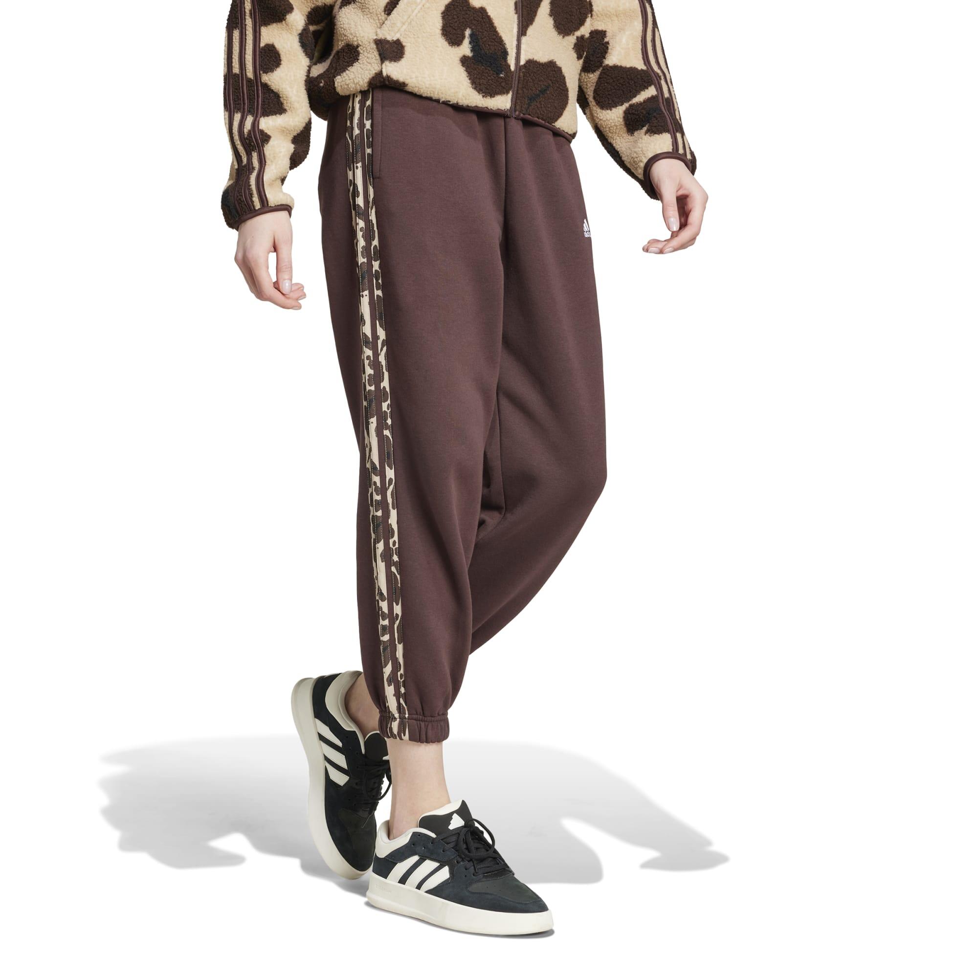 Pantaloni tuta ADIDAS donna regular fit leggeri 3 strisce marroni 2/5
