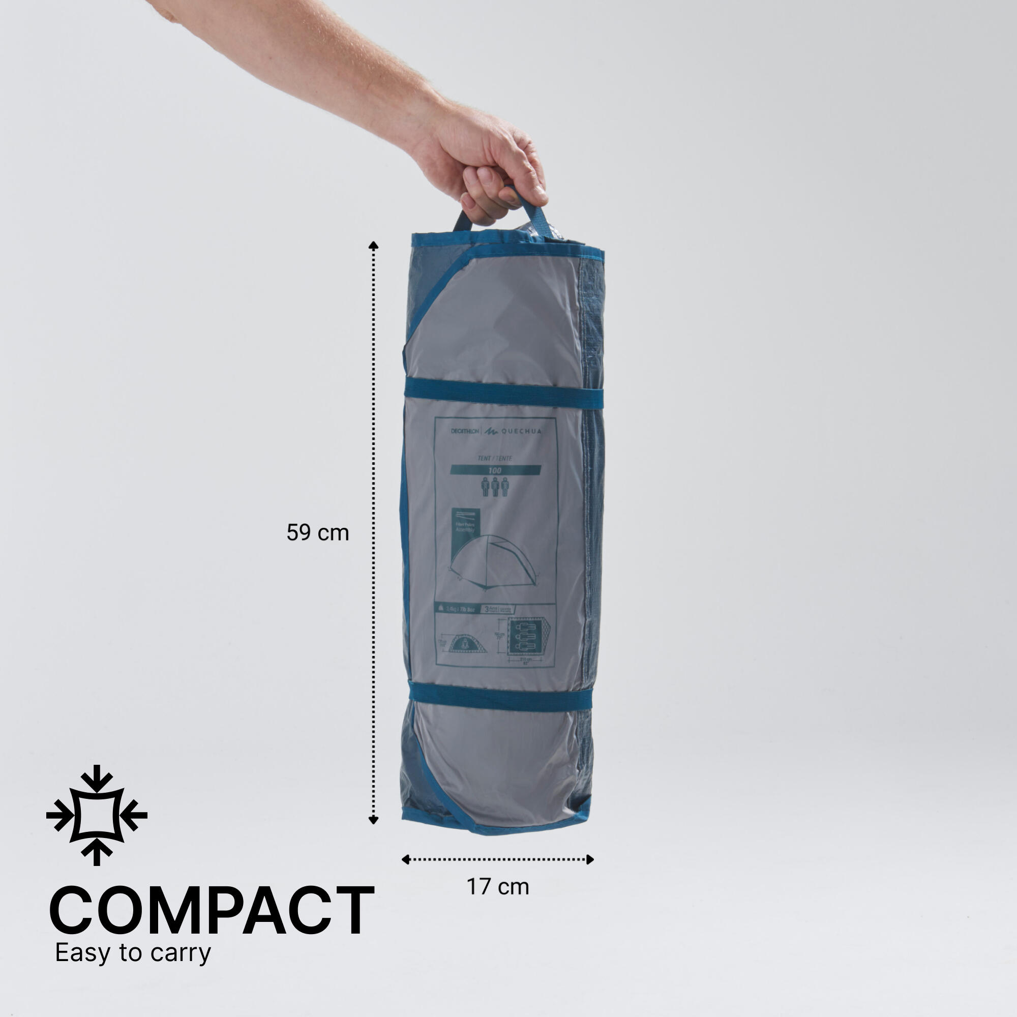 Cort de camping 3 locuri, MH100 gri 32/59