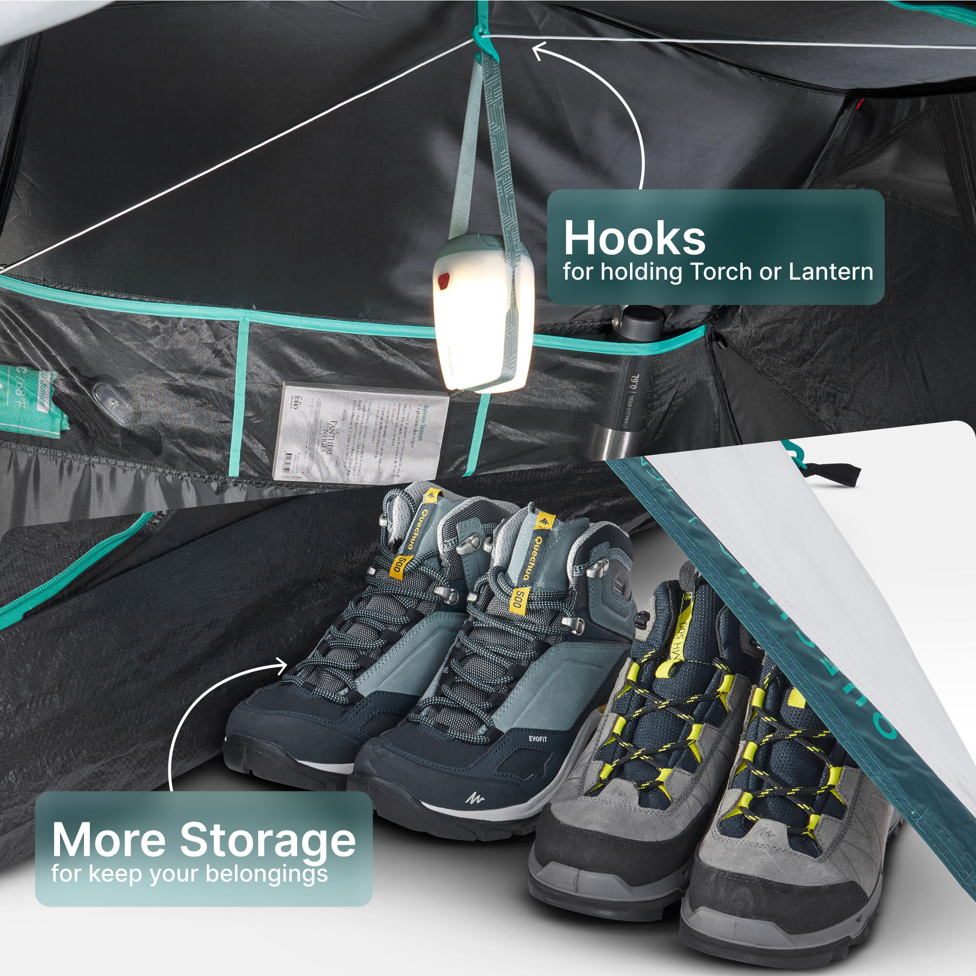 3-person camping tent, MH100 - Fresh & Black