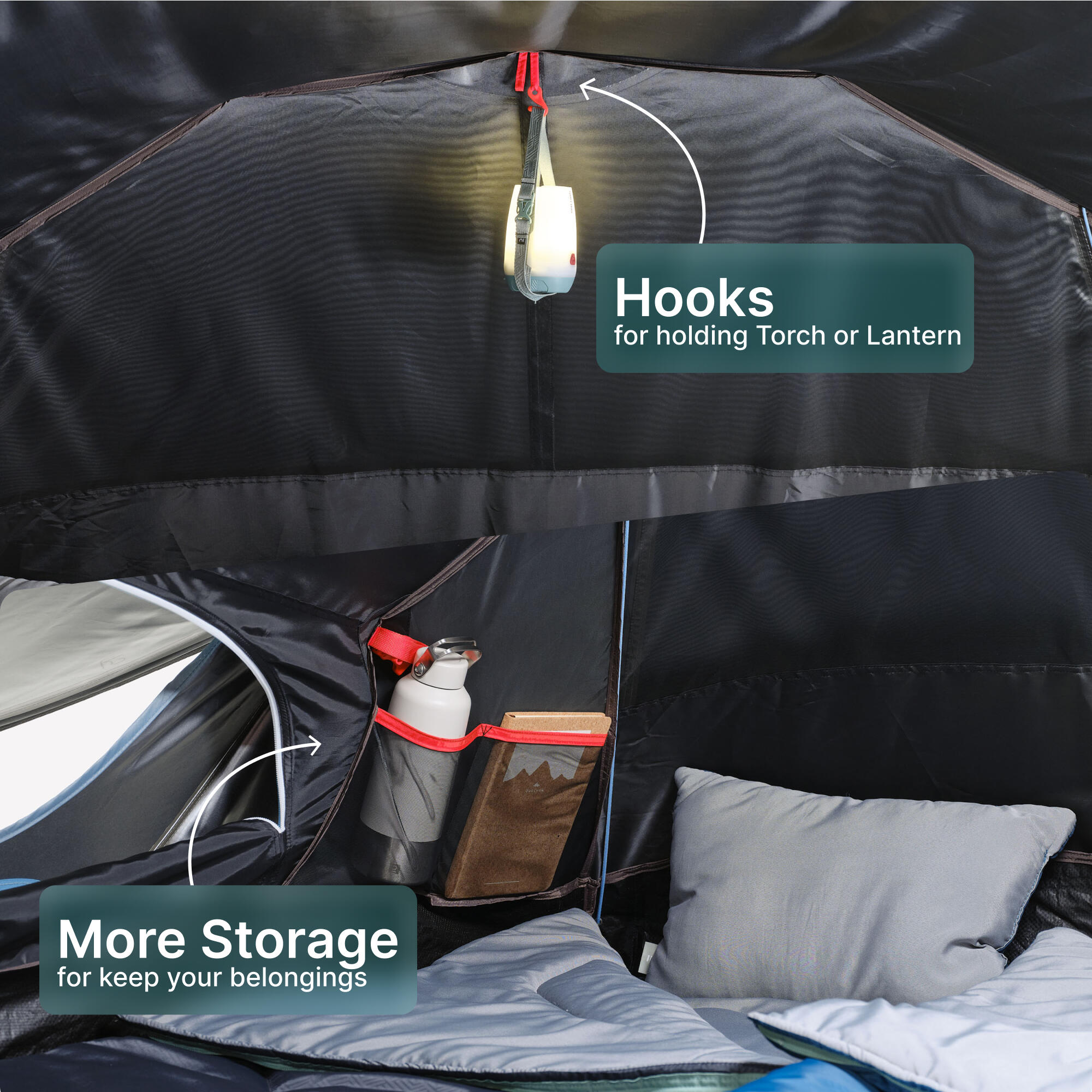 Instant 3-person camping tent, 2 Seconds Fresh & Black