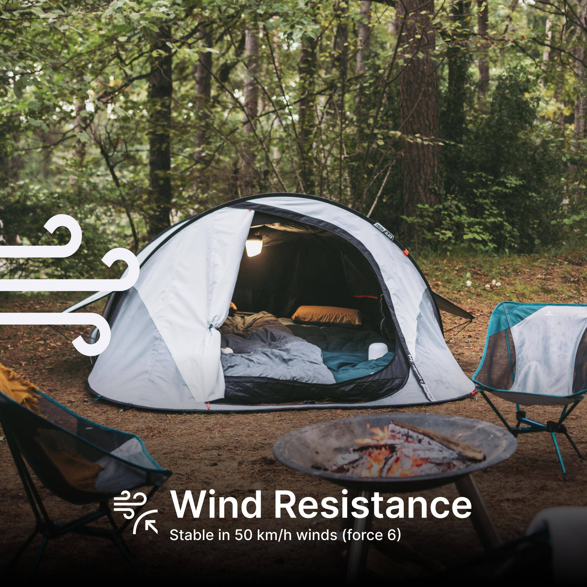 Instant 3-person camping tent, 2 Seconds Fresh & Black -  4