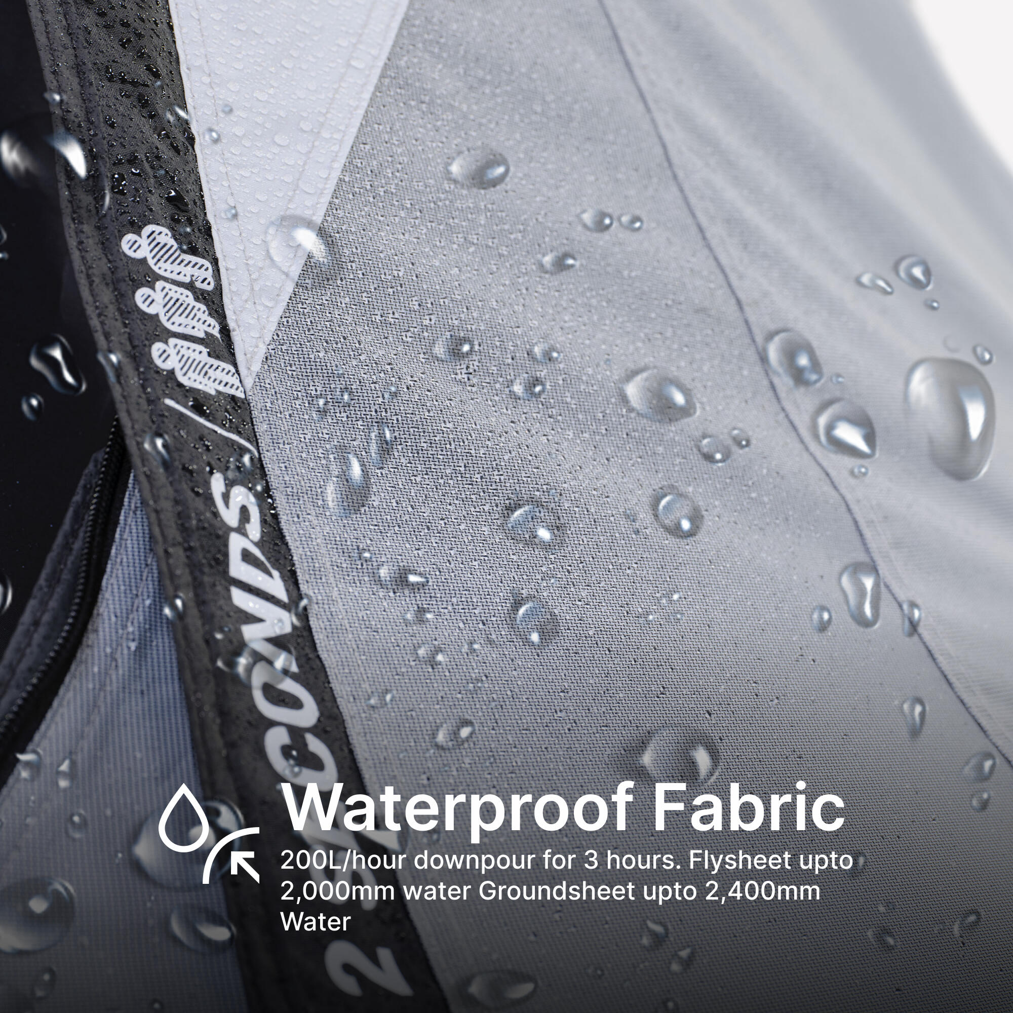 Instant 3-person camping tent, 2 Seconds Fresh & Black