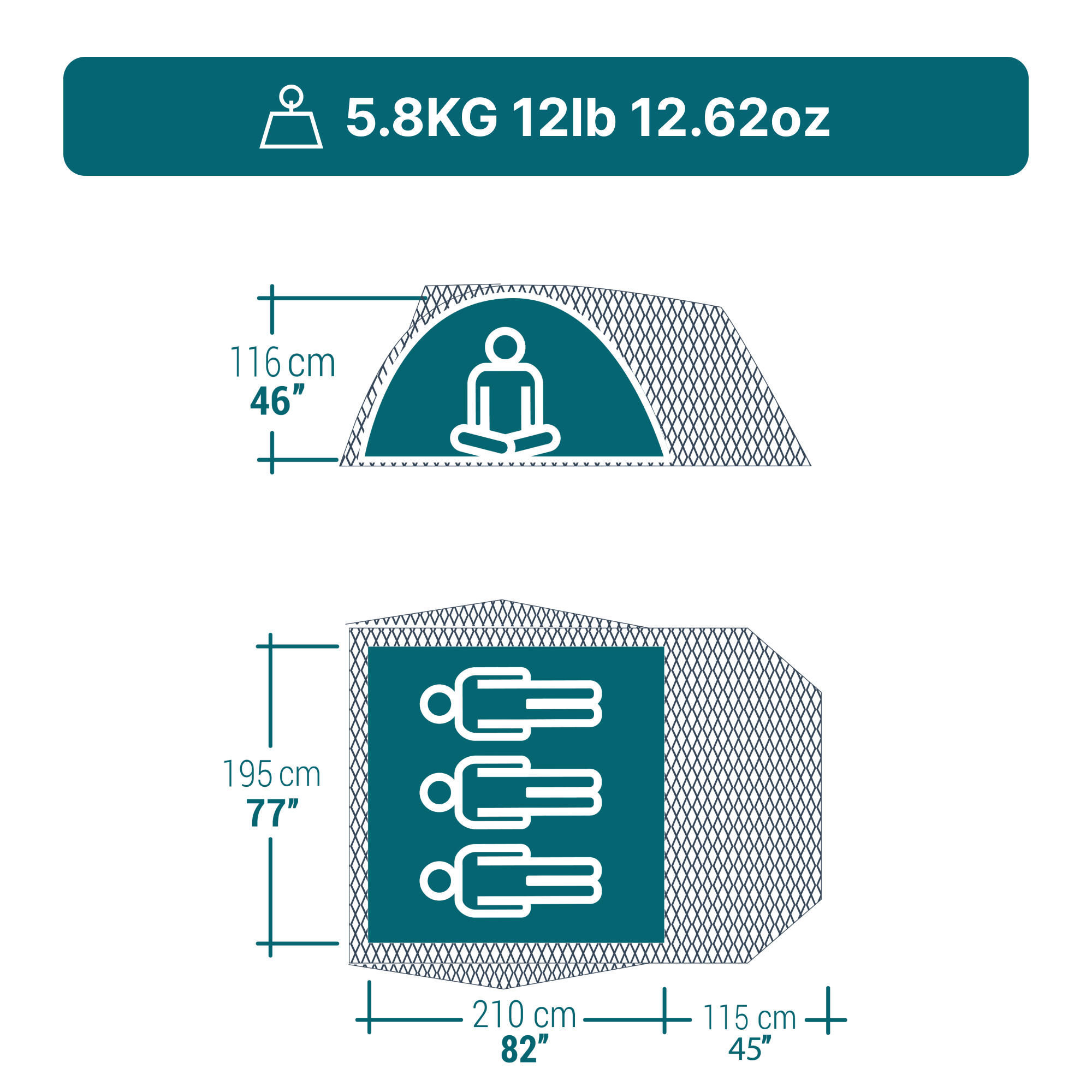 Camping tent - MH100 XL Fresh & Black - 3 person