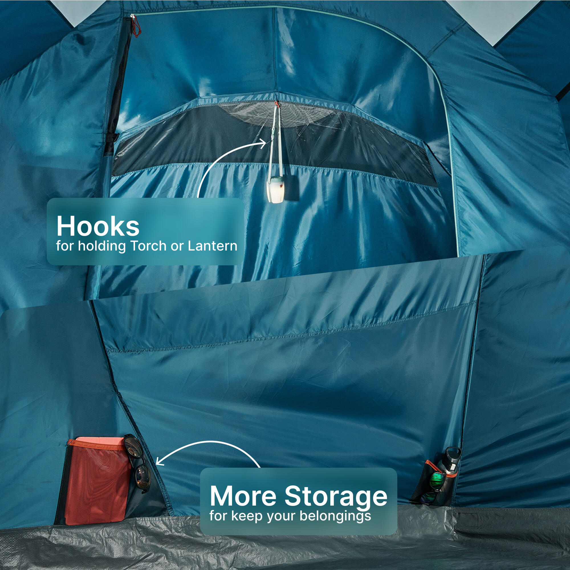 Camping Tent 4 Person 1 Bedroom Blue