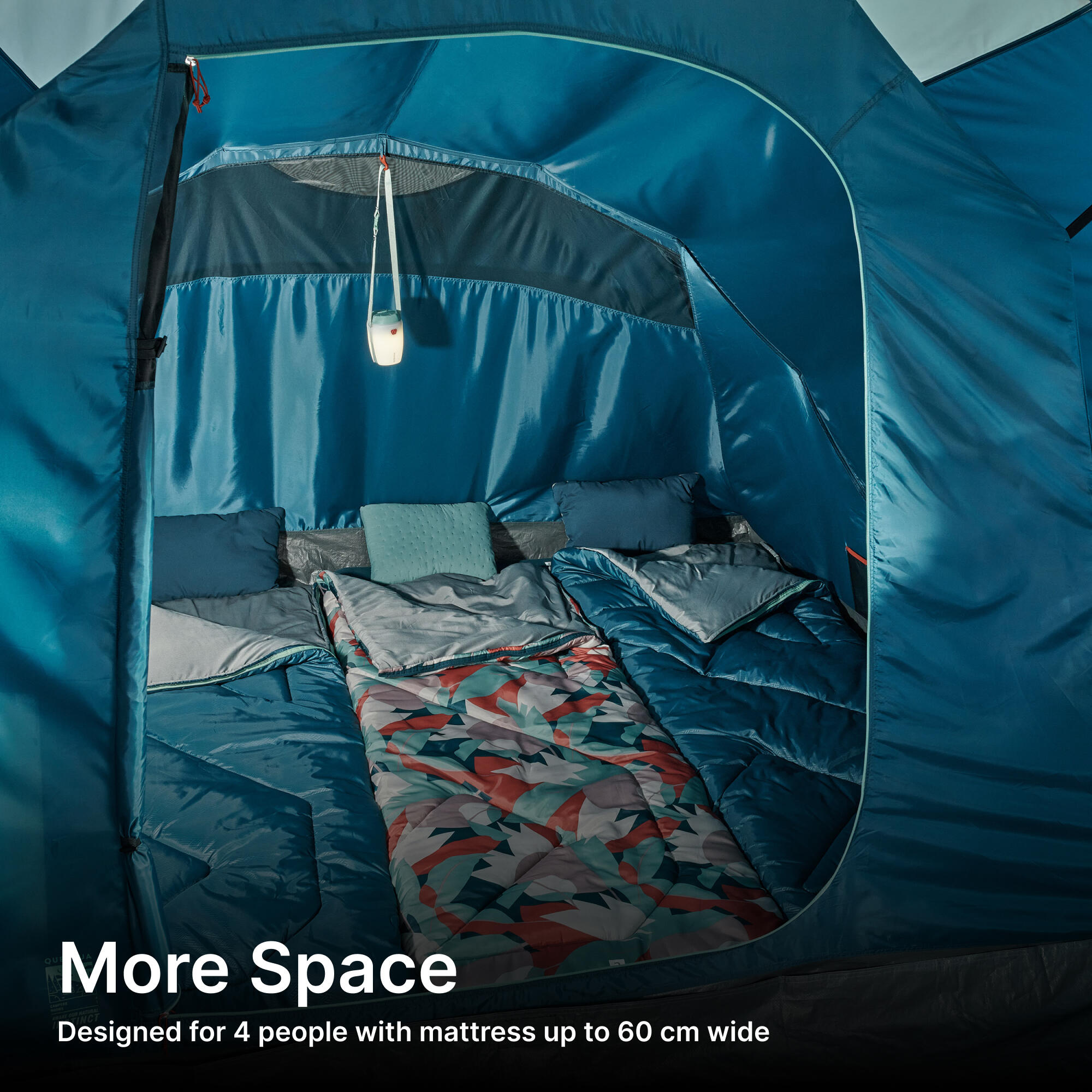 Camping Tent 4 Person 1 Bedroom Blue