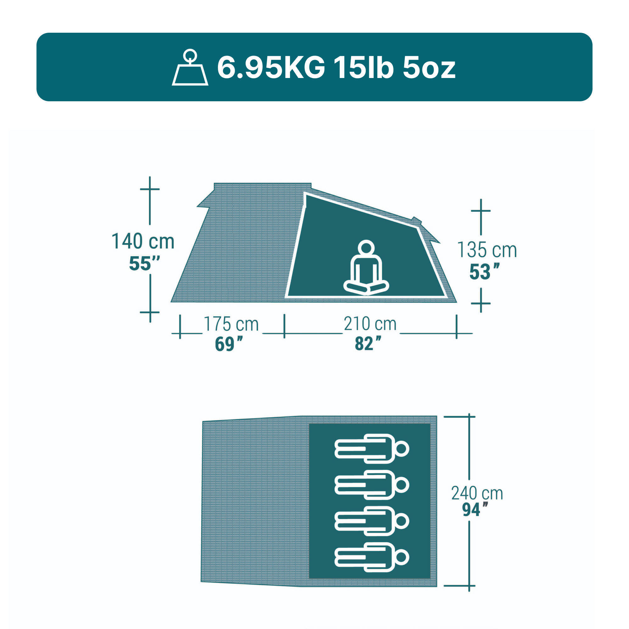 Camping Tent MH100 XXL 4 Person -  3