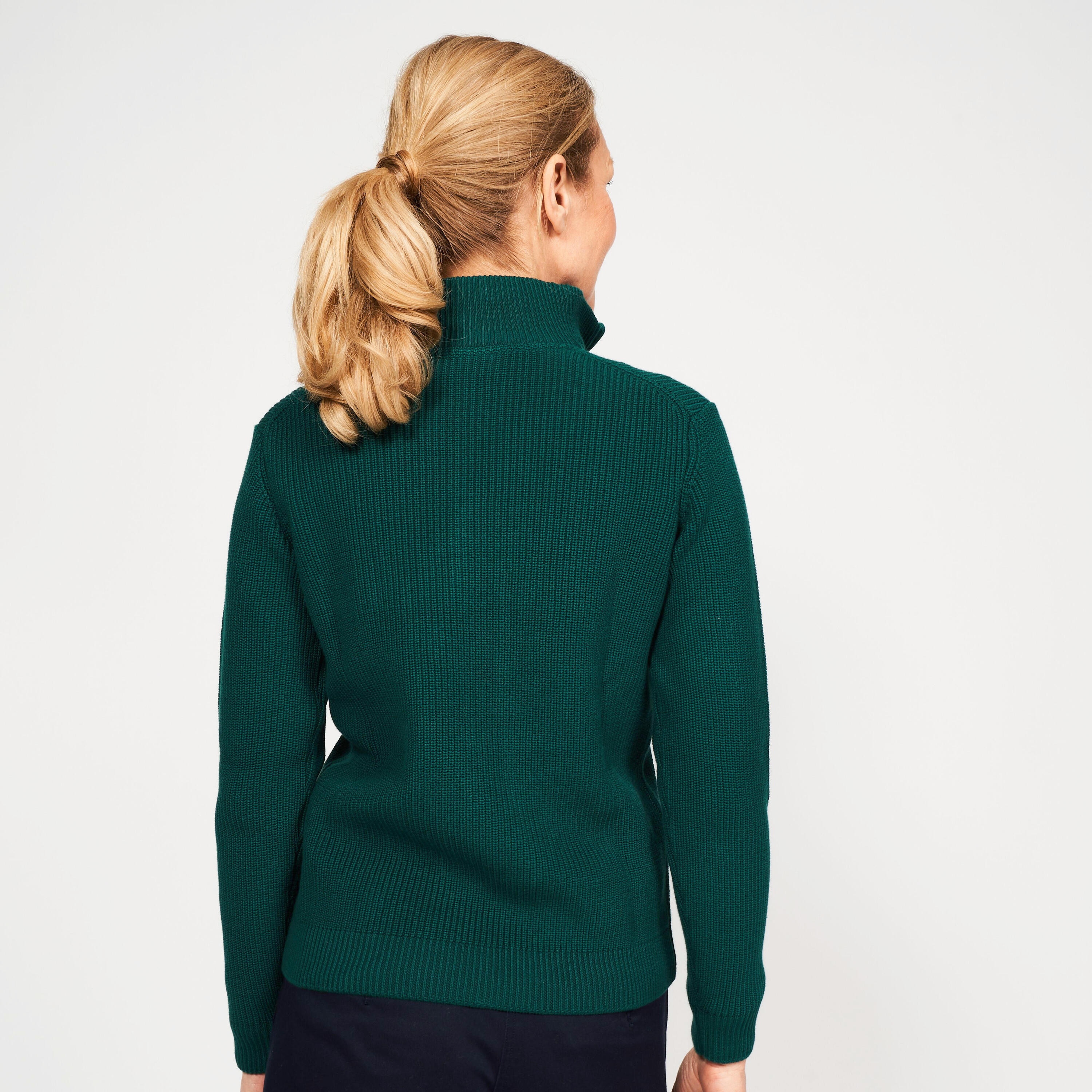 Pull golf zippé femme, MW500  vert 4/7