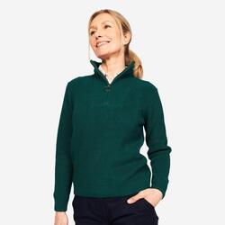 Pull golf zippé femme, MW500 écru