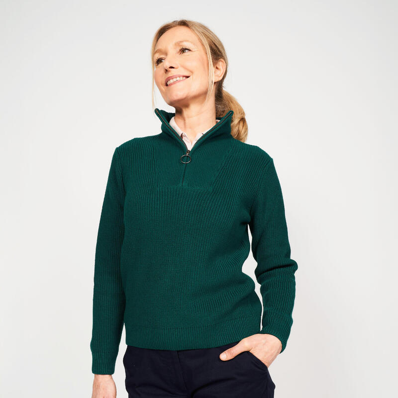 Pull golf 1/2 zip femme - mw500 vert