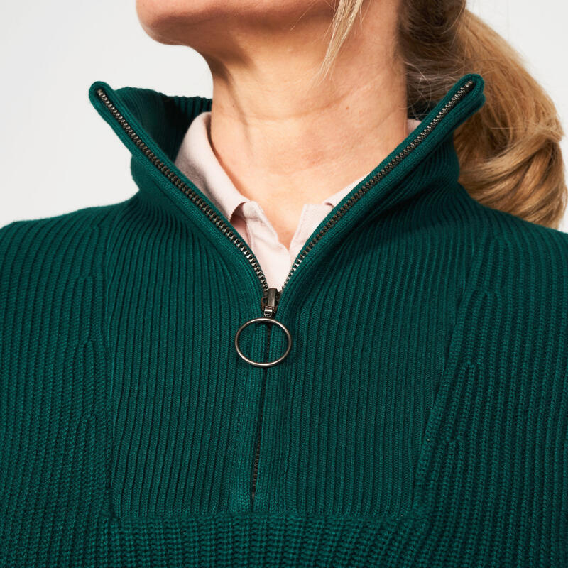 Pull golf 1/2 zip femme - mw500 vert