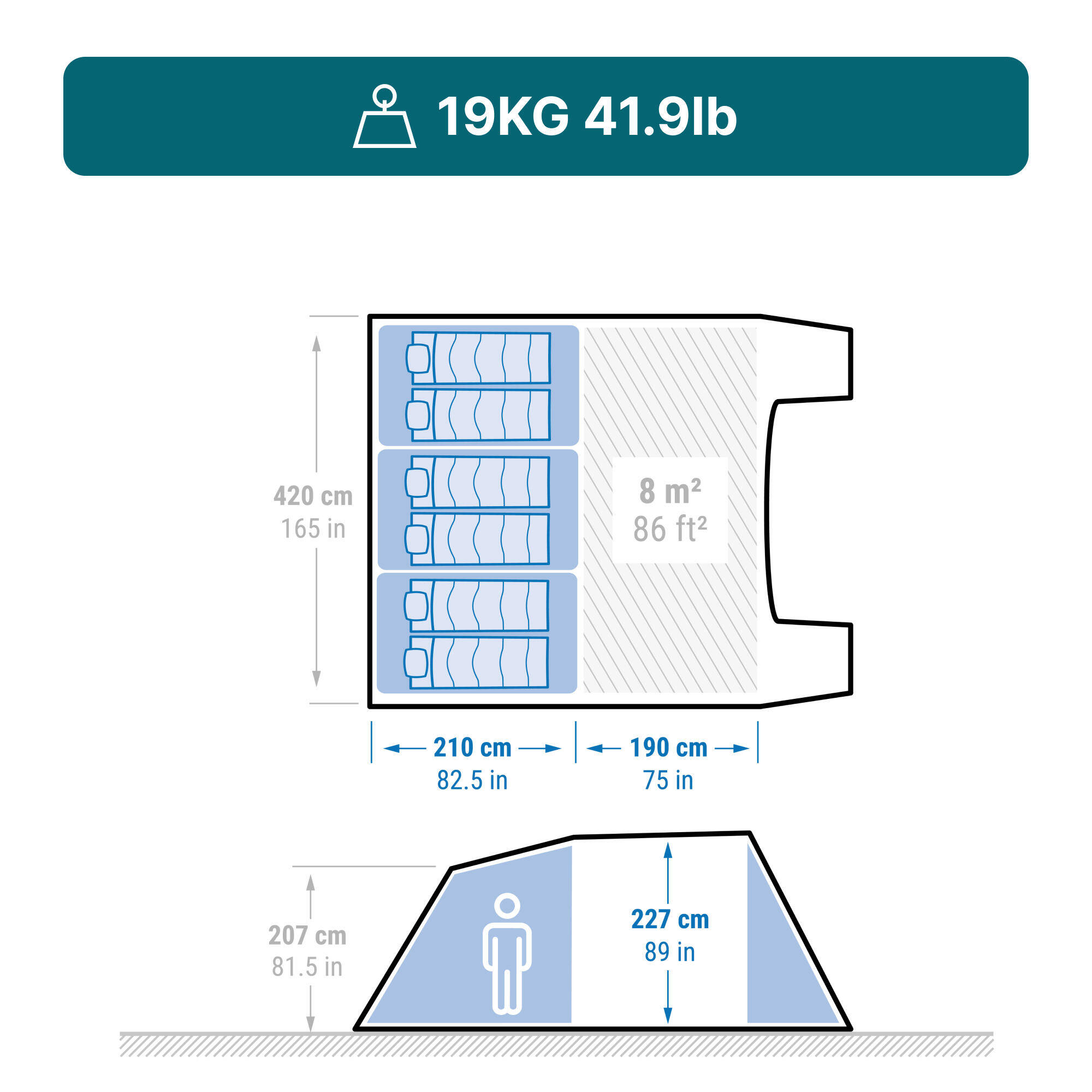6-person, 3-bedroom camping tent, Arpenaz 6.3 -  3
