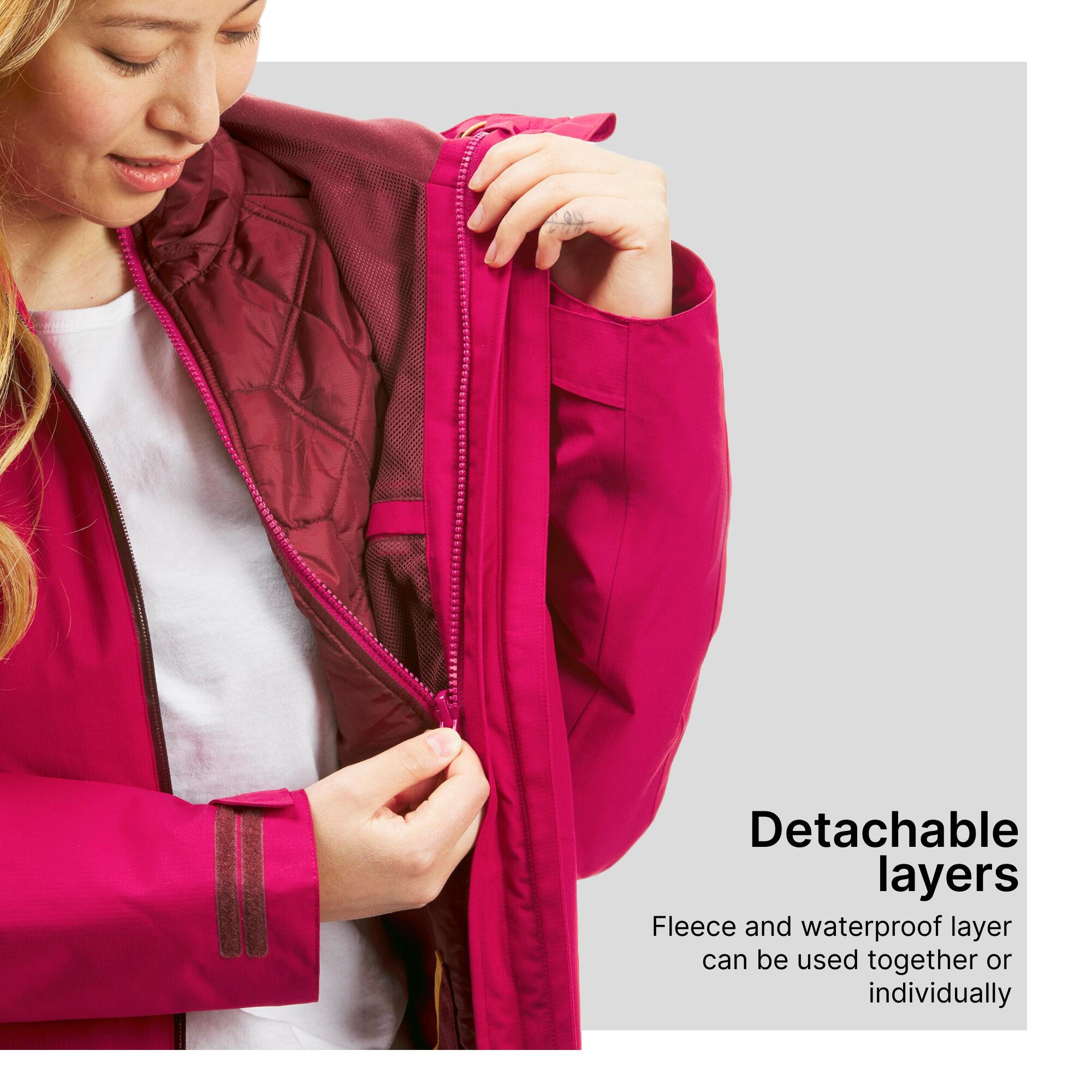 Women’s 3-in-1 waterproof winter hiking jacket - SH500 mountain - 10°C