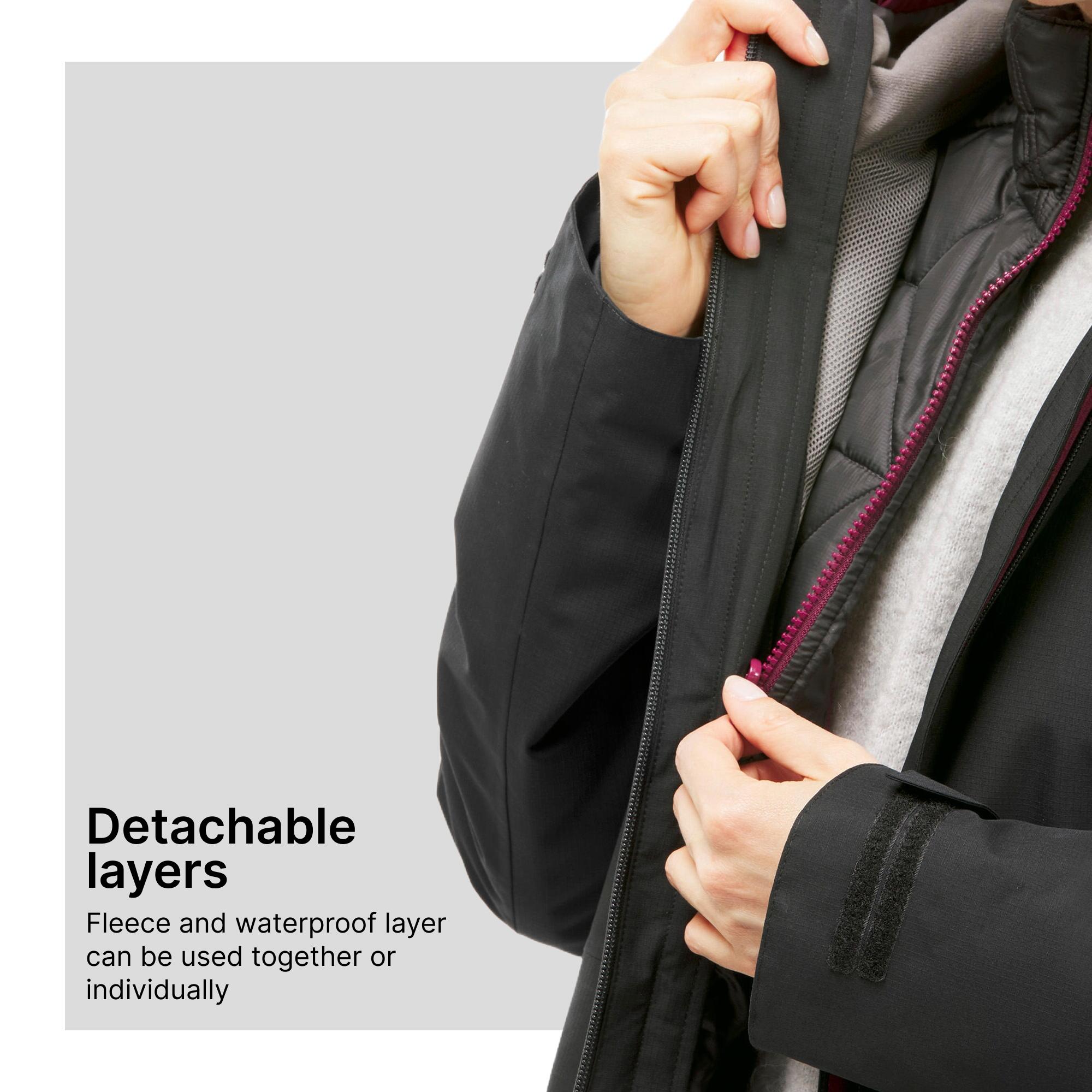 Women’s hiking 3-in-1 waterproof jacket SH500 Mountain - 10°C