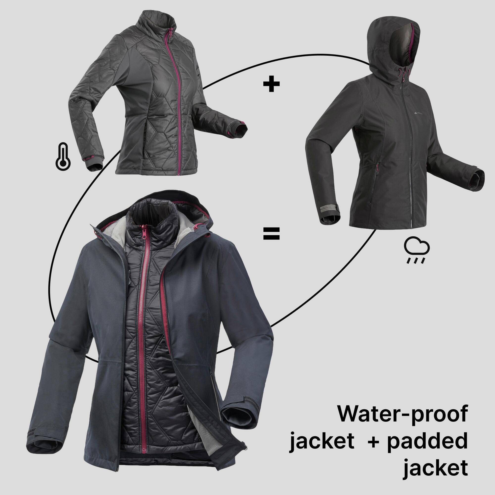 Women’s hiking 3-in-1 waterproof jacket SH500 Mountain - 10°C -  4