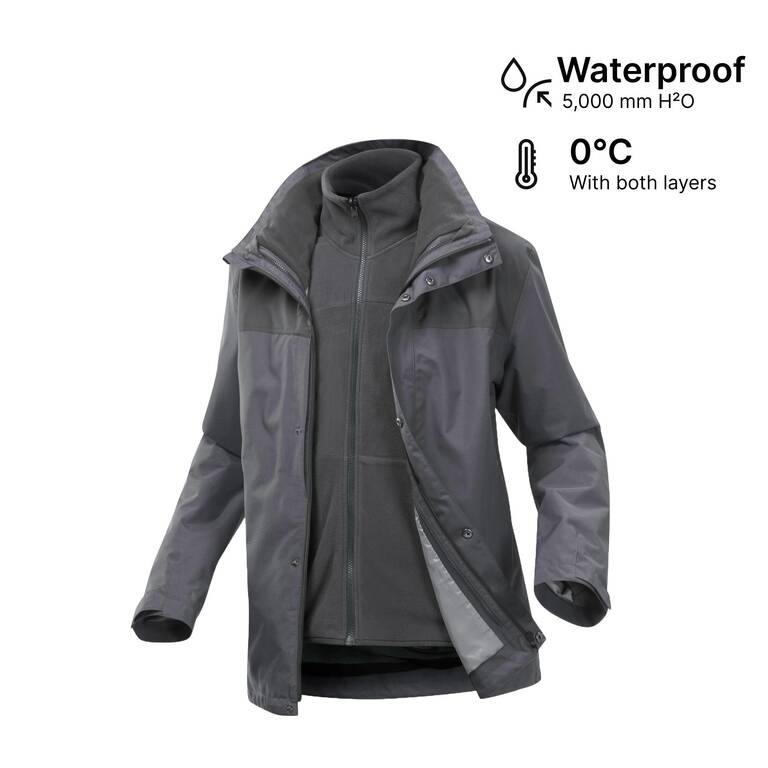 Men’s 3-in-1 waterproof hiking jacket - SH100 0°C