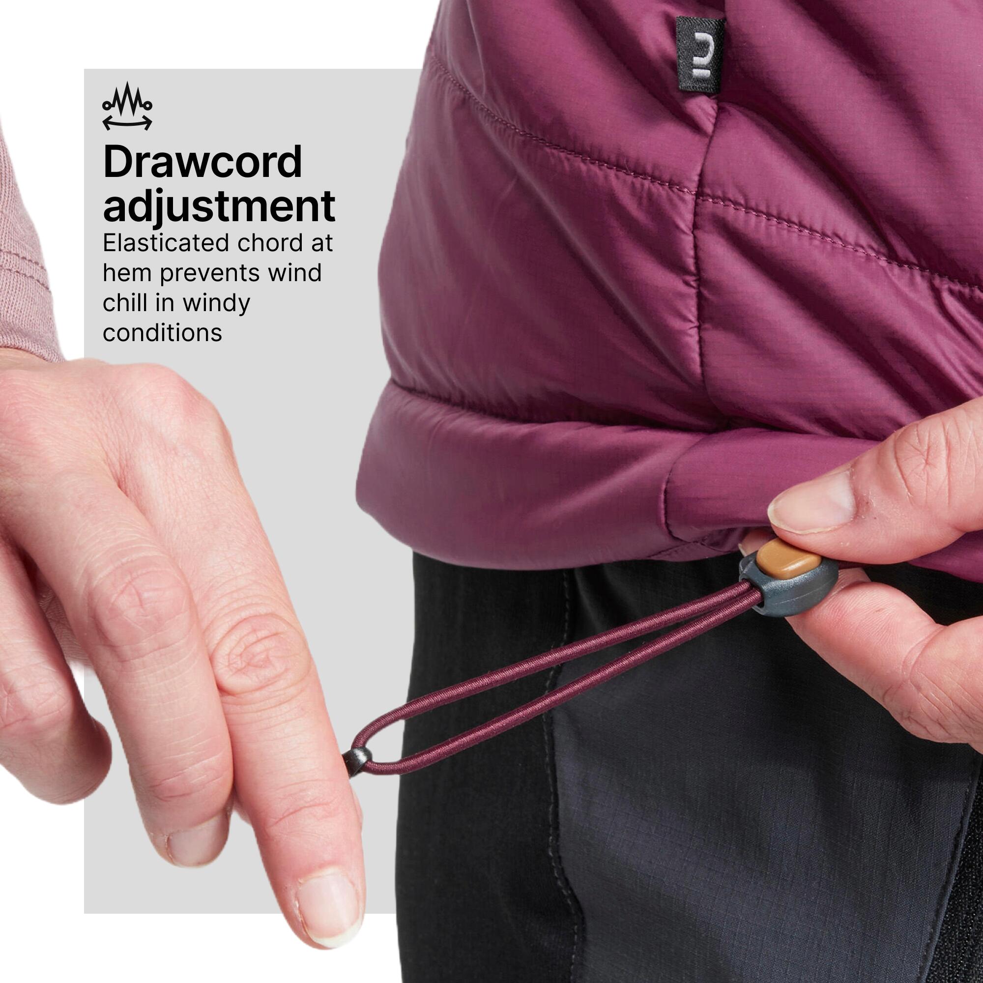 Women Trekking Sleeveless Padded Jacket MT100 Purple