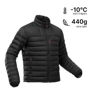 Men Lightweight Packable Down Jacket MT500 Upto -10°C - Black