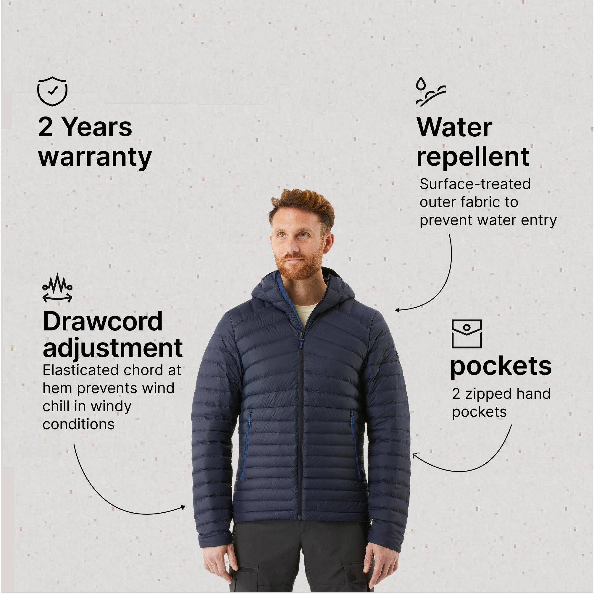 Men Puffer Down Jacket For Trekking MT100 -5°C Navy -  3