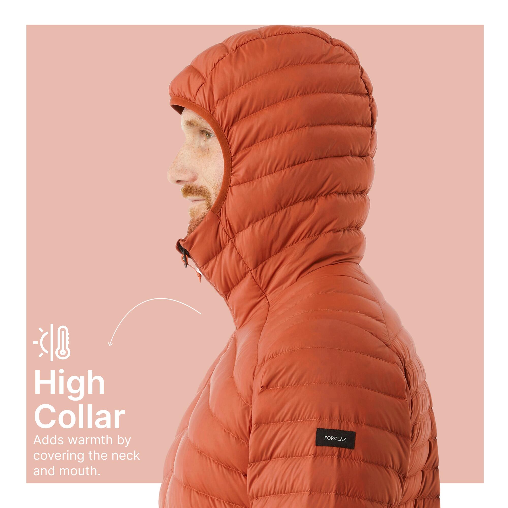 Men Puffer Down Jacket For Trekking MT100 -5°C  Orange