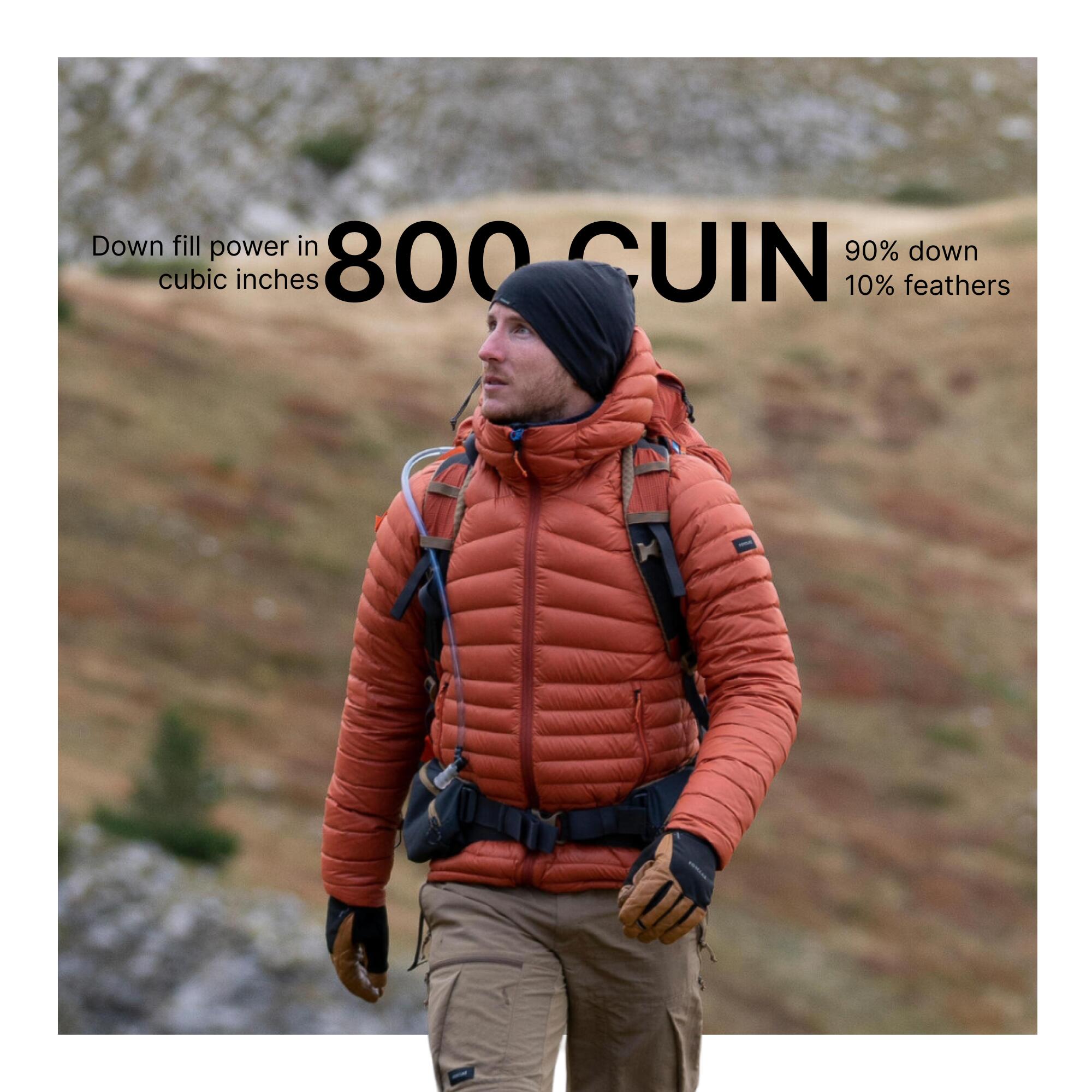 Men Puffer Down Jacket For Trekking MT100 -5°C  Orange