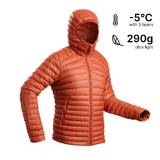 Men Puffer Down Jacket For Trekking MT100 -5°C  Orange